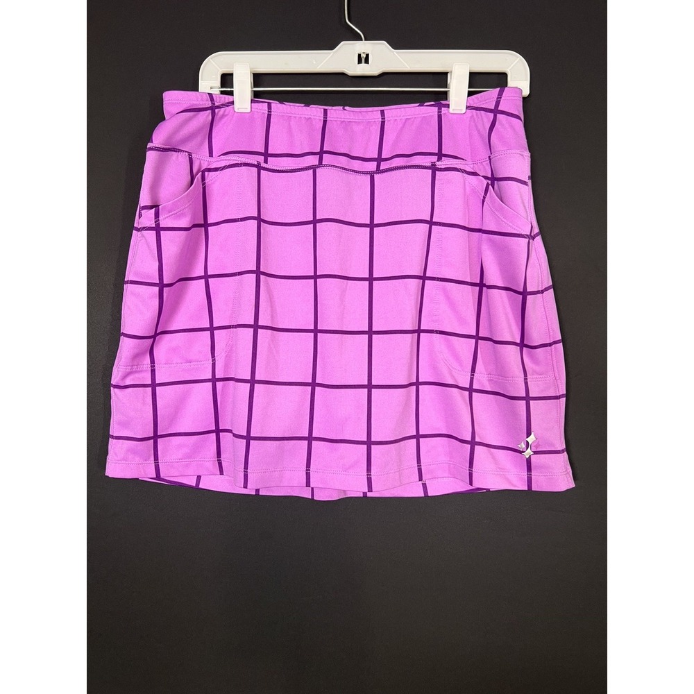 Jofit Golf Skort Womens Large Purple Window Pane Stretch Inner Shorts Pockets